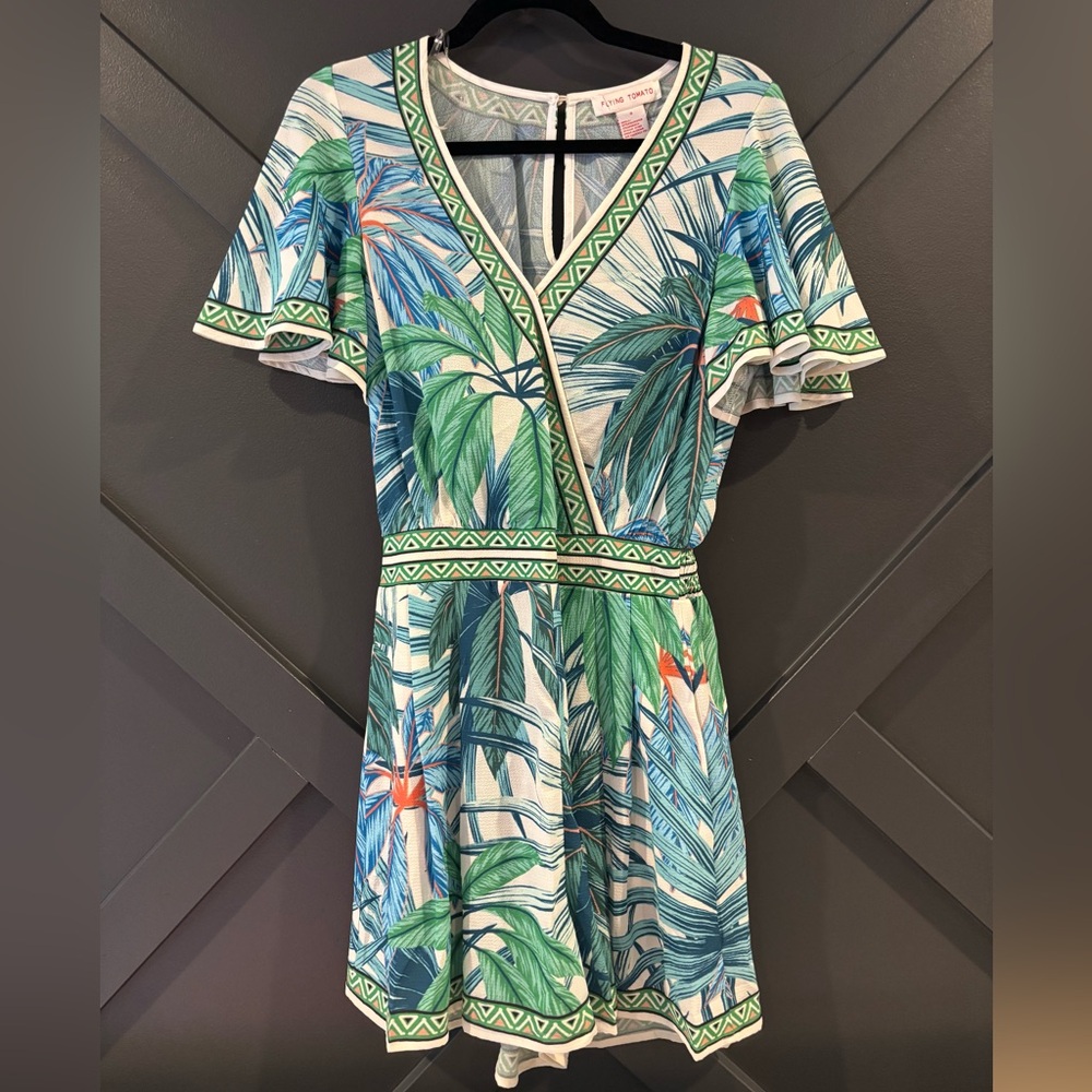 NWT Flying Tomato Geometric Leaf Romper